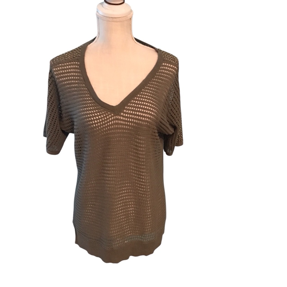 Olive Green Knit V-Neck
